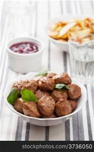 swedish meatballs with potatoes and lingon jam