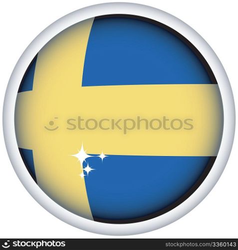 Swedish sphere flag button, isolated vector on white