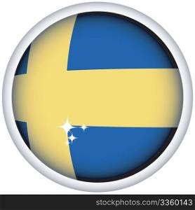 Swedish sphere flag button, isolated vector on white