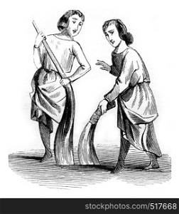 Sweepers, vintage engraved illustration. Magasin Pittoresque 1845.