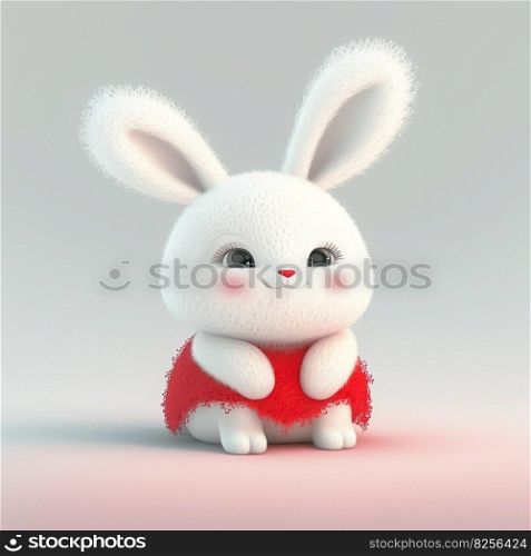 Sweet and Juicy tiny bunny with a Big Strawberry AI generated