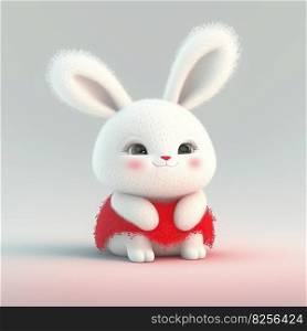 Sweet and Juicy tiny bunny with a Big Strawberry AI generated