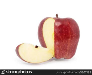 Sweet apple with slice on white