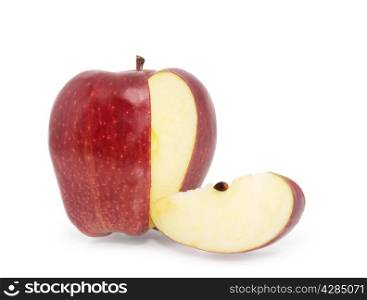 Sweet apple with slice on white