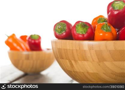 Sweet baby peppers on a white background
