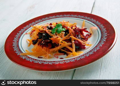 Sweet Beet Carrot Salad. cloce up