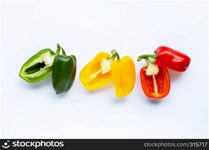 Sweet bell peppers on white background.