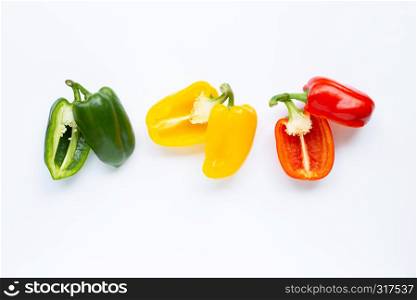 Sweet bell peppers on white background.