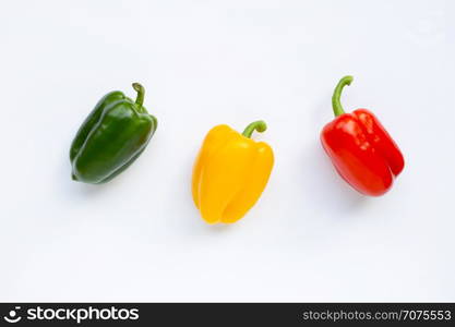 Sweet bell peppers on white background.