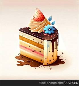 Sweet birthday cake isolated on white background . High quality illustration. Sweet birthday cake isolated on white background 