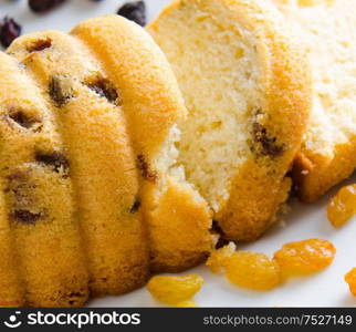 Sweet bread with raisins baked for christmas. The sweet bread with raisins baked for christmas