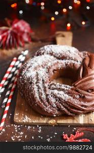 Sweet Bread Wreath. Chocolate brioche garland with coconut flakes. Holiday recipes. Braided Bread. Cinnamon Twist Bread Wreath. Christmas Wreath Bread