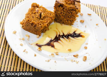 Sweet cake dessert in the plate