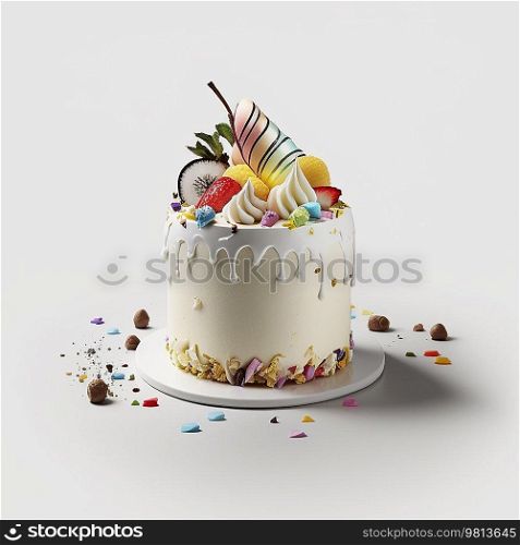 Sweet Cake for Birthday Party. Illustration Generative AI