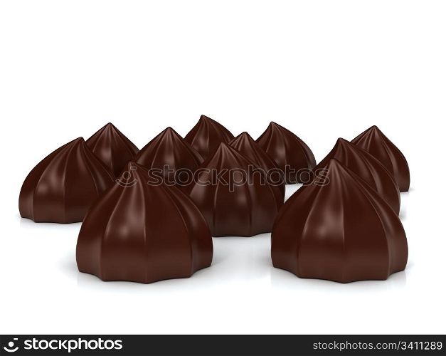 Sweet cakes over white background. 3d rendered image