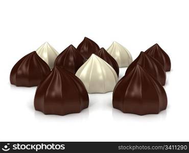Sweet cakes over white background. 3d rendered image