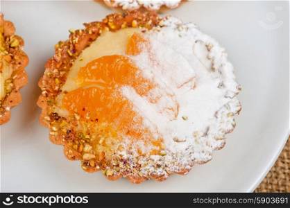 sweet cakes . sweet cakes with fruits closeup photo