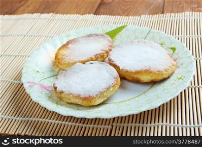 sweet cheese pancakes on a plate