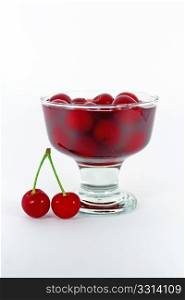 Sweet cherry compote isolated on white background