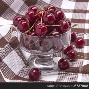 Sweet cherry in glass bowl