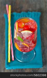 sweet cherry plum drink in a glass