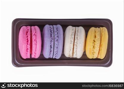 sweet colorful cake macaron or macaroon isolated on white background (with clipping path)