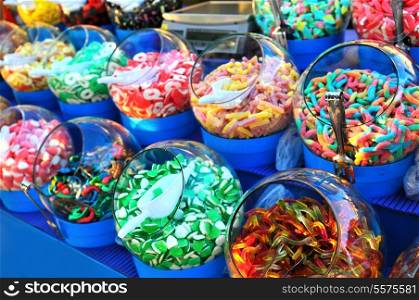 Sweet colorful candy in shop