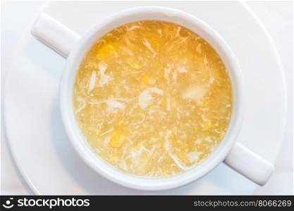 Sweet corn and crab soup, groumet chinese cuisine