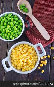 sweet corn and green peas in bowl
