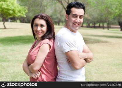 Sweet couple enjoy their weekend in the park