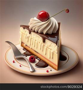 Sweet creamy cake. Generative AI. High quality illustration. Sweet creamy cake. Generative AI