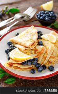 Sweet crepes filled with fresh blueberry