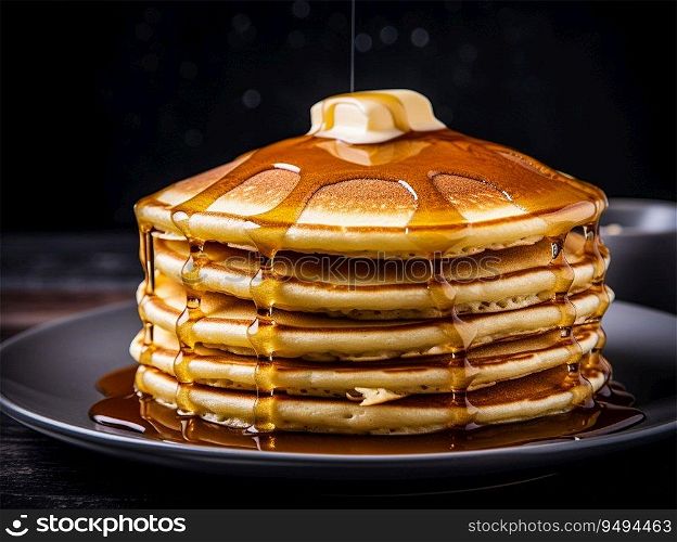 sweet dessert photo of pancakes with topping sweet honey