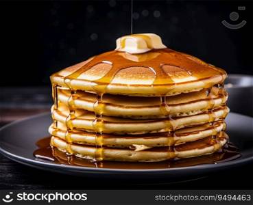sweet dessert photo of pancakes with topping sweet honey