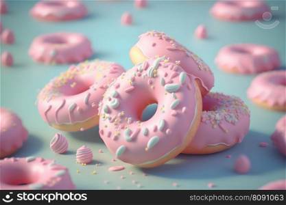 sweet donuts in delicate pink colors. Neural network AI generated art. sweet donuts in delicate pink colors. Neural network AI generated