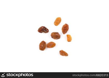 Sweet dry raisins isolated on the white background