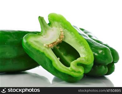 sweet green pepper on white