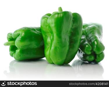 sweet green pepper on white background