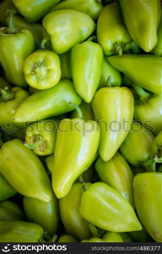 Sweet green peppers. Paprika peppers