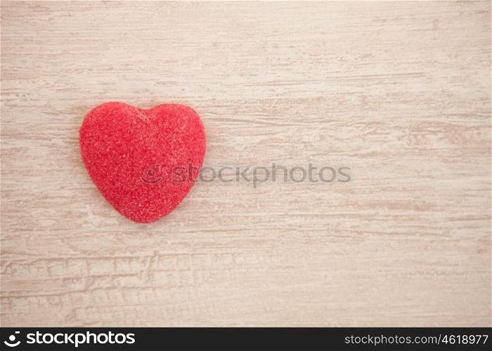 Sweet heart on a gray wooden background