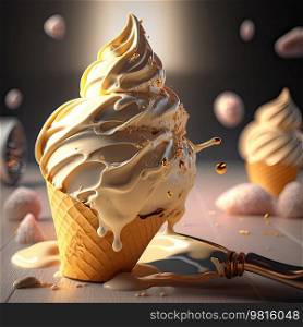 Sweet Ice Cream. Illustration AI Generative