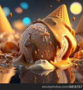 Sweet Ice Cream. Illustration AI Generative