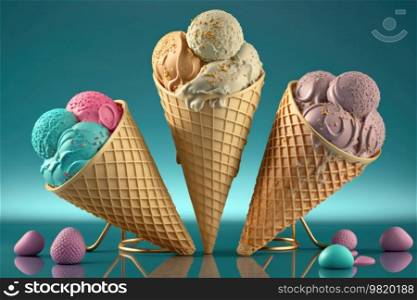 Sweet ice cream. Illustration Generative AI