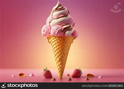 Sweet Ice Cream. Illustration Generative AI. Sweet Ice Cream. Illustration AI Generative