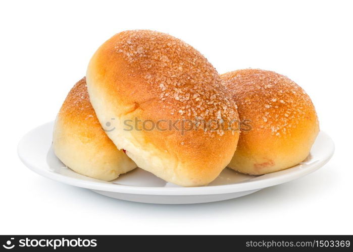 Sweet pies on plate isolated on a white background