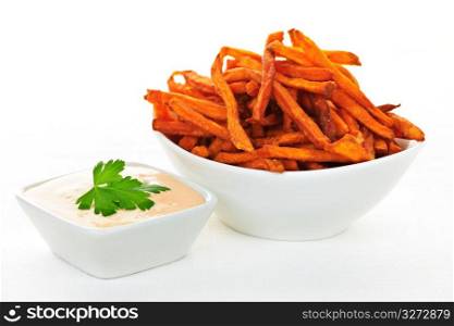 Sweet potato fries with sauce