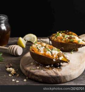 sweet potatoes wooden board