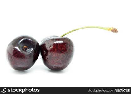 Sweet red cherry isolated on white backgrounf