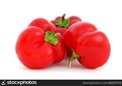 Sweet red peppers isolated on white background . Sweet peppers