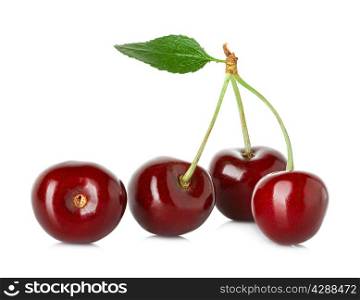 Sweet ripe cherry, berries isolated on white background